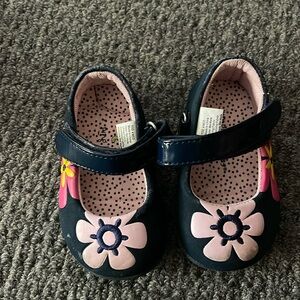 Jumping Beans Lil Ann Mary Jane 4 flower navy blue